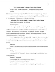 NRS 493 Benchmark β Capstone Project Change Proposal β page 2