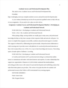 Academic Success and Professional Development Plan – page 2
