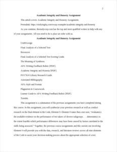 Academic Integrity and Honesty – page 2
