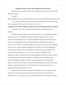 Capella University Inventory and Ordering Decisions Questions – page 2