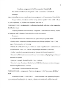 Practicum Assignment 1: Self-Assessment of Clinical Skills – page 2