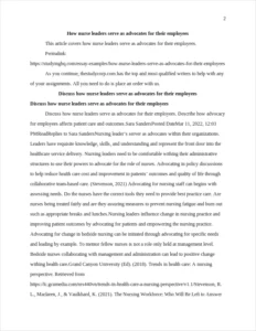 how nurse leaders serve as advocates for their employees β page 2