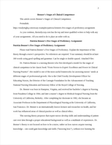 Benner’s Stages of Clinical Competence – page 2