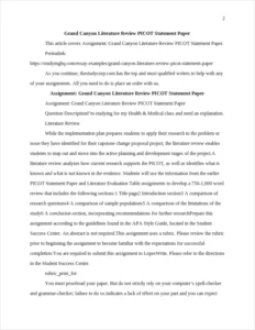Grand Canyon Literature Review PICOT Statement Paper β page 2