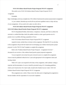 NUR 550 Evidence-Based Practice Project Proposal: PICOT Assignment β page 2