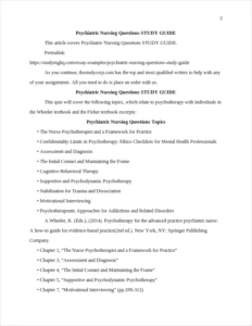 Psychiatric Nursing Questions STUDY GUIDE – page 2