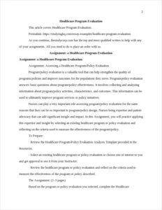 Healthcare Program Evaluation – page 2