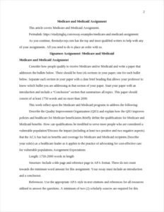 Medicare and Medicaid Assignment – page 2