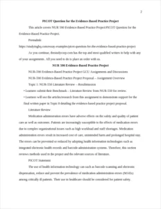 PICOT Question for the Evidence-Based Practice Project – page 2