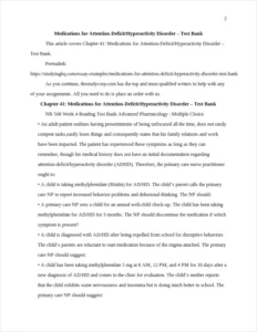 Medications for Attention-Deficit/Hyperactivity Disorder – Test Bank – page 2