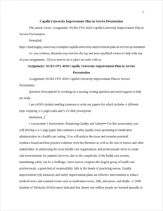 Capella University Improvement Plan in Service Presentation β page 2