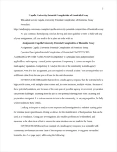 Capella University Potential Complexities of Homicide Essay β page 2