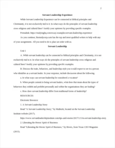 Servant Leadership Experience β page 2