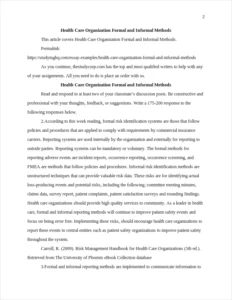 Health Care Organization Formal and Informal Methods – page 2