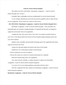 Goals for Stevens District Hospital – page 2