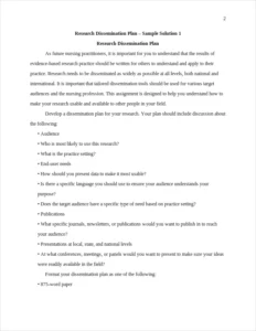Research Dissemination Plan – page 2