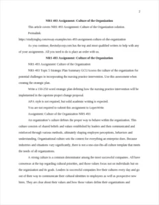 NRS 493 Assignment: Culture of the Organization β page 2