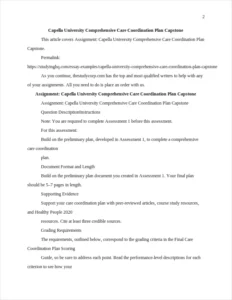 Capella University Comprehensive Care Coordination Plan Capstone β page 2