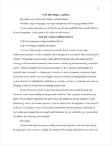 NUR 440 Critique Guidelines β page 2
