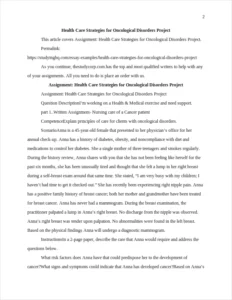 Health Care Strategies for Oncological Disorders Project – page 2