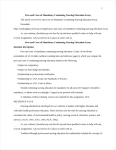 Pros and Cons of Mandatory Continuing Nursing Education Essay – page 2