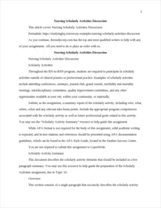 Nursing Scholarly Activities Discussion – page 2