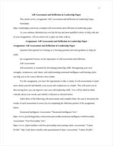 Self Assessment and Reflection in Leadership Paper β page 2
