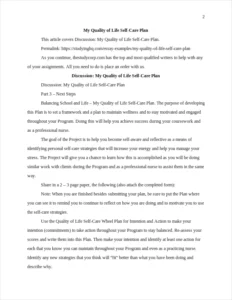 My Quality of Life Self-Care Plan β page 2