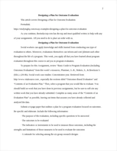 Designing a Plan for Outcome Evaluation β page 2