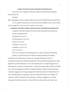 Capella University Personal Leadership Portrait Homework β page 2