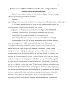 Academic Success and Professional Development Plan Part 2: Strategies to Promote Academic Integrity and Professional Ethics β page 2