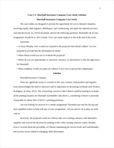 Marshall Insurance Company Case Study – page 2