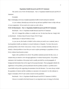 Population Health Research and PICOT Statement β page 2