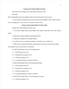 Energy and Circular Motion Exercises – page 2