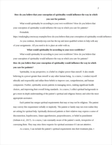 How do you believe that your conception of spirituality would influence the way in which you care for patients – page 2