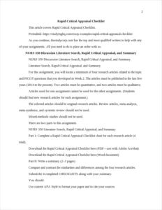 Rapid Critical Appraisal Checklist – page 2