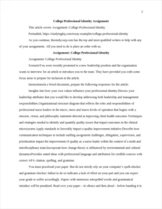 College Professional Identity – page 2