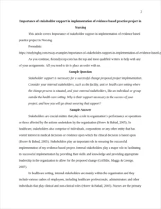Importance of stakeholder support in implementation of evidence based practice project in Nursing – page 2