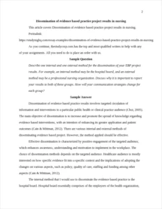 Dissemination of evidence based practice project – page 2