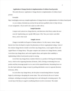 Application of change theories in implementation of evidence based practice – page 2
