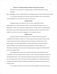 Barriers to sustaining change in evidence based practice nursing β page 2