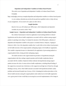 Dependent and Independent Variables in Evidence Based Practice β page 2