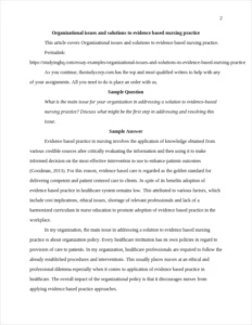 Organizational issues and solutions to evidence based nursing practice β page 2