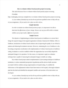 How to evaluate evidence based practice project in nursing β page 2