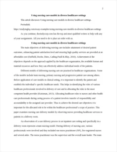 Using nursing care models in diverse healthcare settings β page 2