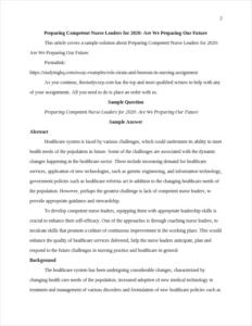 Preparing Competent Nurse Leaders for 2020: Are We Preparing Our Future – page 2