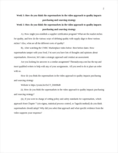 How do you think the supermarkets in the video approach to quality impacts purchasing and sourcing strategy β page 2