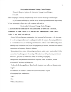 Study on the Outcome of Damage Control Surgery β page 2