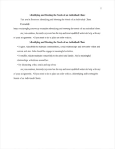 Identifying and Meeting the Needs of an Individual Client β page 2
