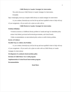 Child Obesity in Canada: Strategies for Intervention β page 2